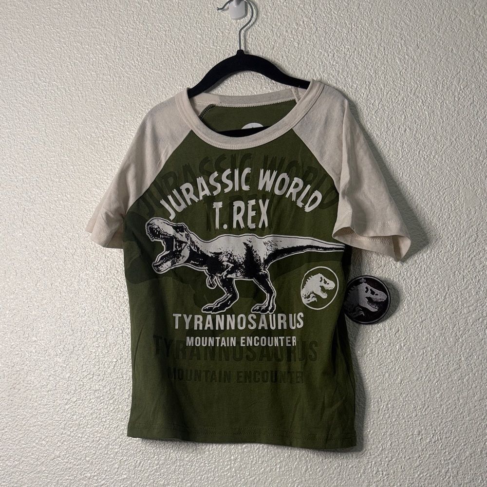Jurassic World T. Rex Kids Tee - Olive and Cream